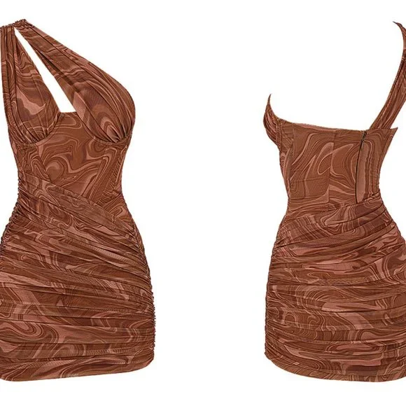 HOUSE OF CB 'Clementine' Swirl Print Cut Out Mini Dress - Picture 5 of 8